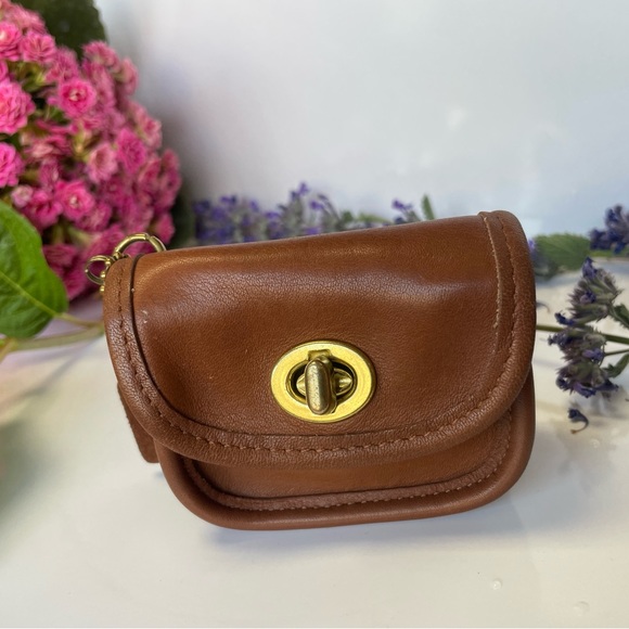 Vintage Coach Mini City Key Fob Coin Purse In British Tan Leather 7105- VGC - Picture 16 of 16